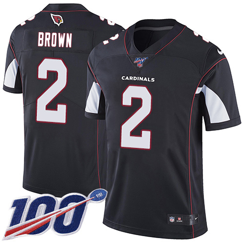 Cardinals #2 Marquise Brown Black Alternate Youth Stitched 100th Season Vapor Untouchable Limited Jersey