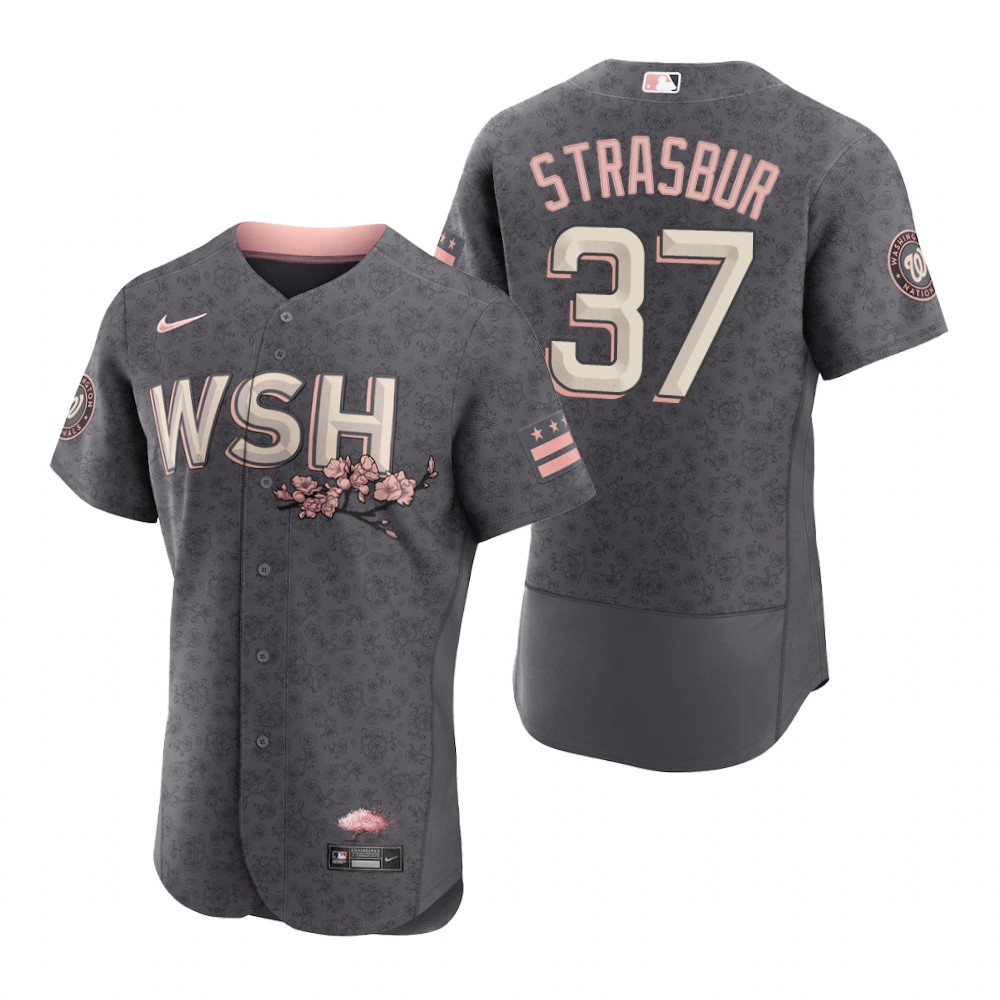 Washington Nationals #37 Stephen Strasburg Men's Authentic Gray 2022 City Connect Jersey