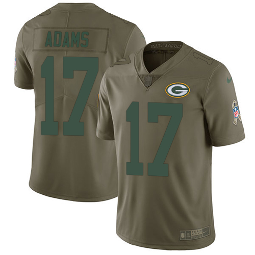 Packers #17 Davante Adams Olive Youth Stitched Limited 2017 Salute To Service Jersey