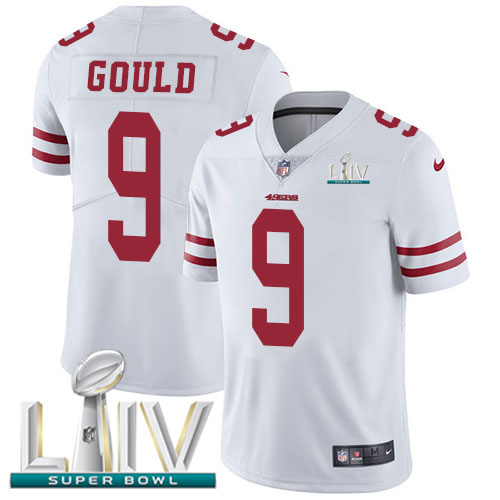 San Francisco 49ers #9 Robbie Gould White Super Bowl LIV 2020 Men's Stitched Vapor Untouchable Limited Jersey Men's