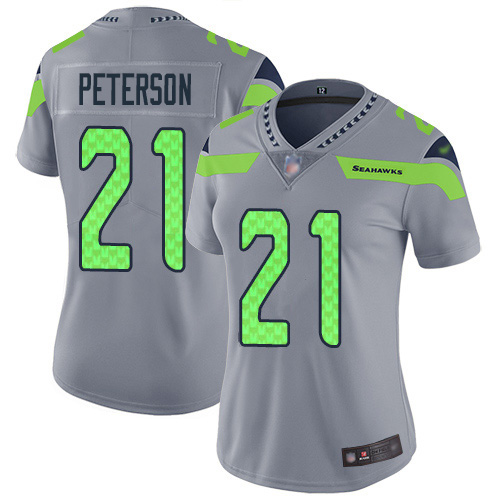 Seattle Seahawks #21 Adrian Peterson Gray Women's Stitched Limited Inverted Legend Jersey Womens
