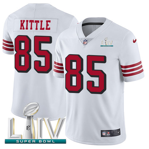 49ers #85 George Kittle White Super Bowl LIV 2020 Rush Youth Stitched Vapor Untouchable Limited Jersey