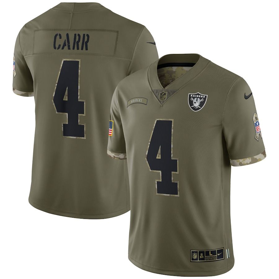 Las Vegas Raiders #4 Derek Carr Men's 2022 Salute To Service Limited Jersey - Olive
