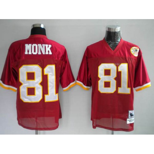Mitchell and Ness Washington Commanders #81 Art Monk Stitched Red 50TH Anniversary Jersey Men's