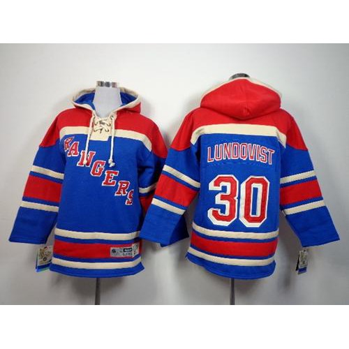 New York Rangers #30 Henrik Lundqvist Blue Sawyer Hooded Sweatshirt Stitched Youth Jersey Youth