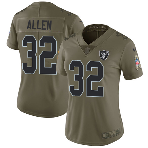 Las Vegas Raiders #32 Marcus Allen Olive Women's Stitched Limited 2017 Salute to Service Jersey Womens