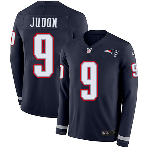 Patriots #9 Matt Judon Navy Blue Team Color Youth Stitched Limited Therma Long Sleeve Jersey
