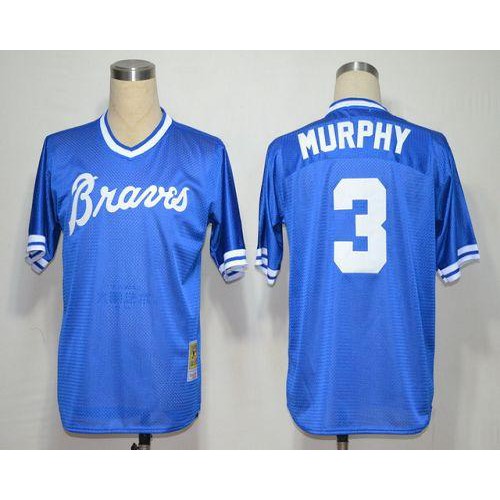 Mitchell and Ness Atlanta Braves #3 Dale Murphy Blue Throwback Stitched Jersey Men's