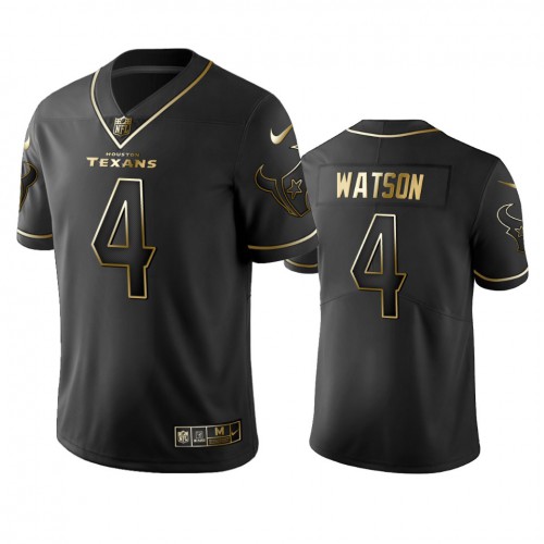 Houston Texans #4 Deshaun Watson Men's Stitched Vapor Untouchable Limited Black Golden Jersey Men's