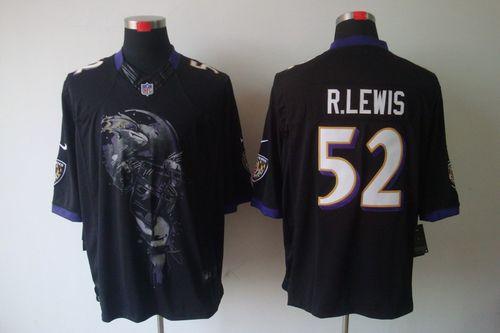 Ravens #52 Ray Lewis Black Alternate Men's Stitched Helmet Tri-Blend Limited Jersey