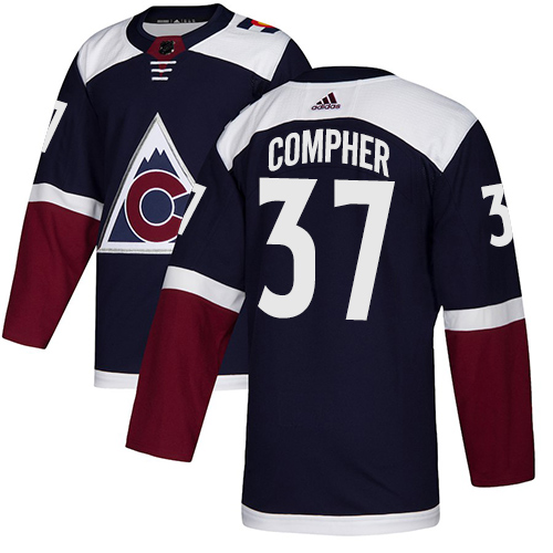 Adidas Colorado Avalanche #37 J.T. Compher Navy Alternate Authentic Stitched Jersey Men's