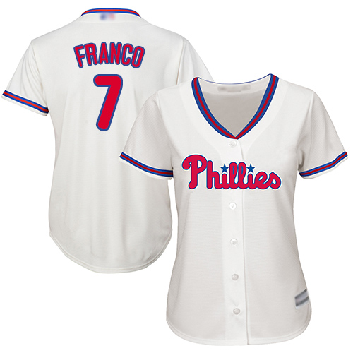 Philadelphia Phillies #7 Maikel Franco Cream Alternate Women's Stitched Jersey Womens