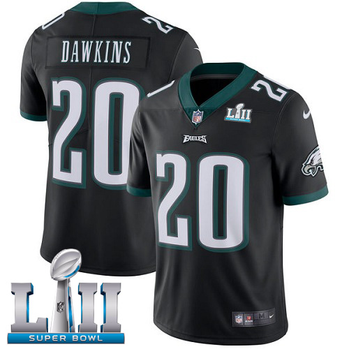 Eagles #20 Brian Dawkins Black Alternate Super Bowl LII Men's Stitched Vapor Untouchable Limited Jersey