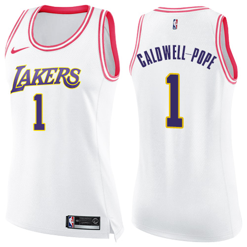 Los Angeles Lakers #1 Kentavious Caldwell-Pope White/Pink Womens Swingman Fashion Jersey Womens