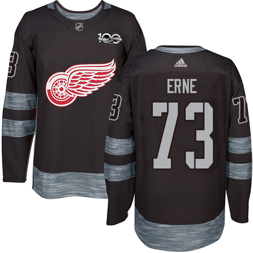 Adidas Detroit Red Wings #73 Adam Erne Black 1917-2017 100th Anniversary Stitched Jersey Men's