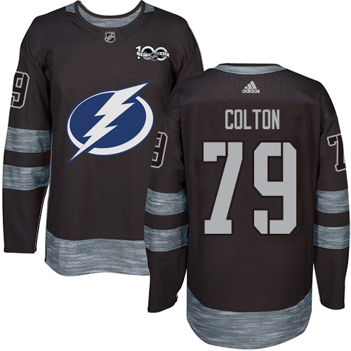 Adidas Tampa Bay Lightning #79 Ross Colton Black 1917-2017 100th Anniversary Stitched Youth Jersey Youth