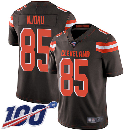 Browns #85 David Njoku Brown Team Color Men's Stitched 100th Season Vapor Limited Jersey