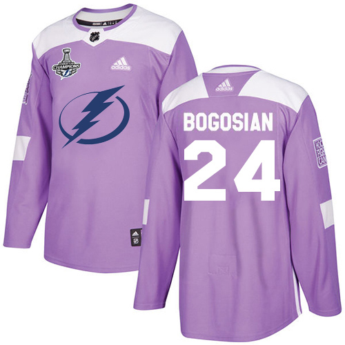 Adidas Tampa Bay Lightning #24 Zach Bogosian Purple Authentic Fights Cancer 2020 Stanley Cup Champions Stitched Jersey Men's