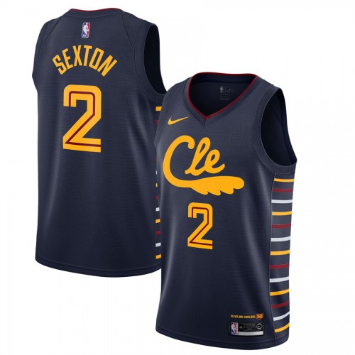 Mens Cleveland Cleveland Cavaliers #2 Collin Sexton Navy 2019-20 Finished City Edition Swingman Jersey Mens