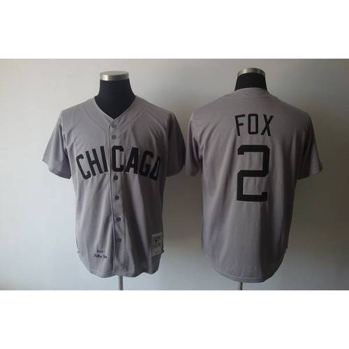 Mitchell and Ness 1960 Chicago Chicago White Sox #2 Nellie Fox Grey Throwback Stitched Jersey Men's