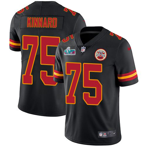 Chiefs #75 Darian Kinnard Black Super Bowl LVII Patch Men's Stitched Limited Rush Jersey