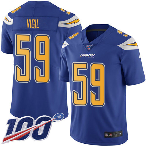 Los Angeles Chargers #59 Nick Vigil Electric Blue Men's Stitched Limited Rush 100th Season Jersey Men's