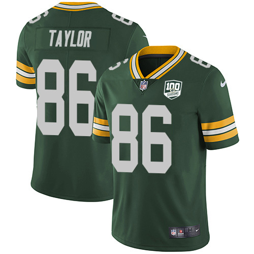 Green Bay Packers #86 Malik Taylor Green Team Color Men's 100th Season Stitched Vapor Untouchable Limited Jersey Men's