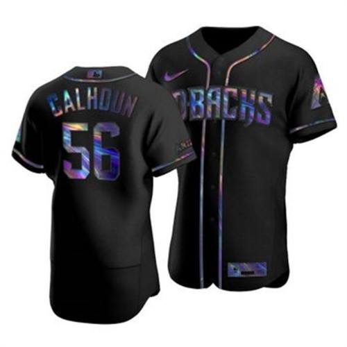 Arizona Arizona Diamondbacks #56 Kole Calhoun Men's Iridescent Holographic Collection Jersey - Black Men's