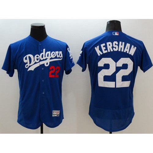 Los Angeles Dodgers #22 Clayton Kershaw Blue Flexbase Authentic Collection Stitched Jersey Men's
