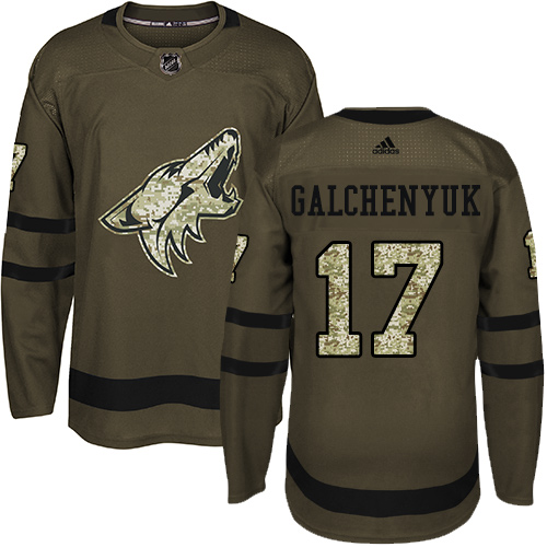 Adidas Arizona Coyotes #17 Alex Galchenyuk Green Salute to Service Stitched Jersey Men's