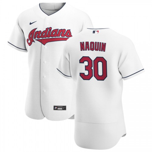 Cleveland Guardians #30 Tyler Naquin Men's White Home 2020 Authentic Team Jersey Men's
