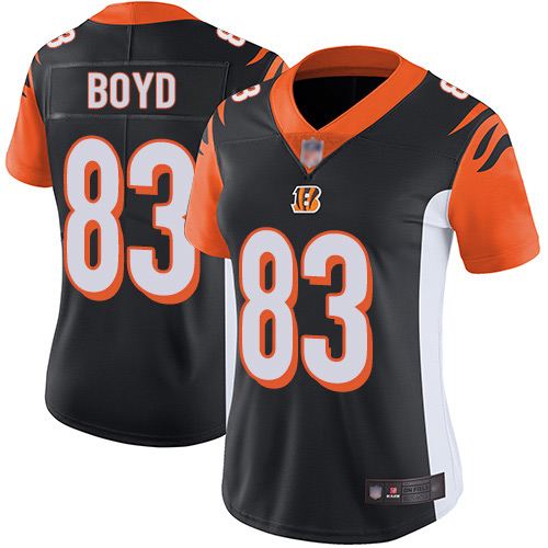 Bengals #83 Tyler Boyd Black Team Color Women's Stitched Vapor Untouchable Limited Jersey