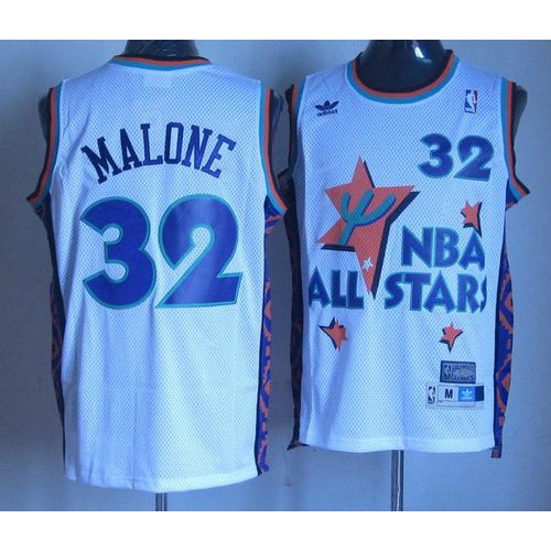Utah Jazz #32 Karl Malone White 1995 All-Star Throwback Stitched Jersey Mens