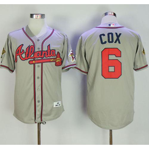 Mitchell And Ness 1995 Atlanta Braves #6 Bobby Cox Grey Throwback Stitched Jersey Men's