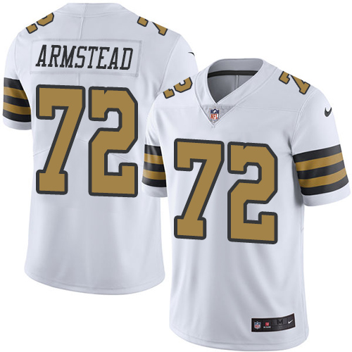 New Orleans Saints #72 Terron Armstead White Men's Stitched Limited Rush Jersey Men's