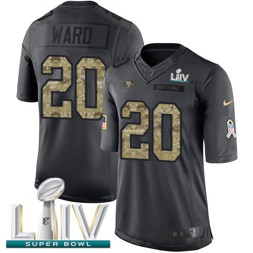San Francisco 49ers #20 Jimmie Ward Black Super Bowl LIV 2020 Men's Stitched Limited 2016 Salute to Service Jersey Men's