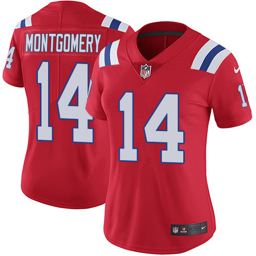 Patriots #14 Ty Montgomery Red Alternate Women's Stitched Vapor Untouchable Limited Jersey