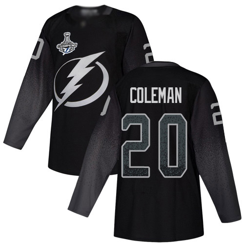 Adidas Tampa Bay Lightning #20 Blake Coleman Black Alternate Authentic Youth 2020 Stanley Cup Champions Stitched Jersey Youth