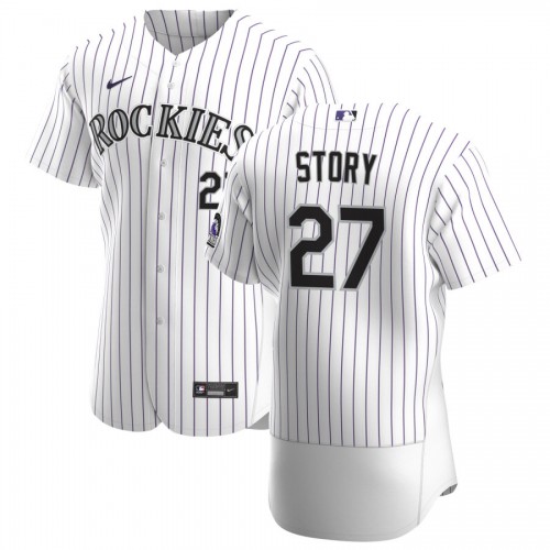 Colorado Colorado Rockies #27 Trevor Story Men's White Home 2020 Authentic Player Jersey Men's