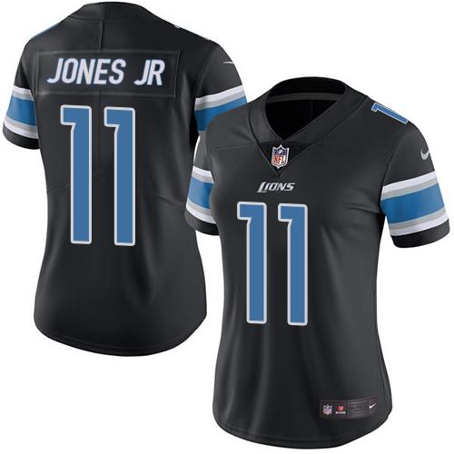 Detroit Lions #11 Marvin Jones Jr Black Women's Stitched Limited Rush Jersey Womens