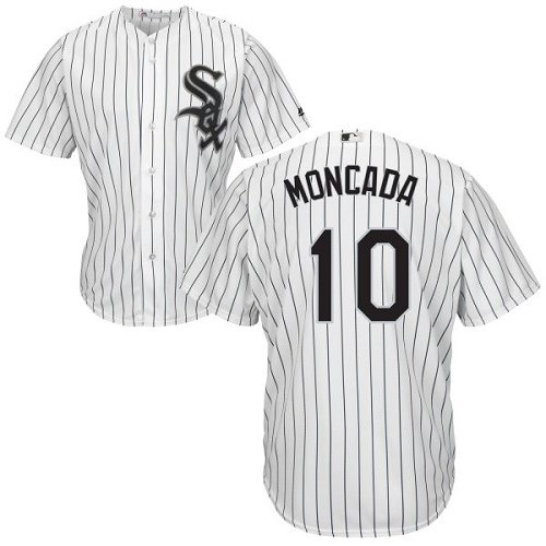Chicago White Sox #10 Yoan Moncada White(Black Strip) New Cool Base Stitched Jersey Men's