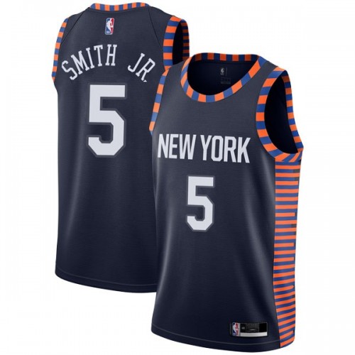New York Knicks #5 Dennis Smith Jr Navy Swingman City Edition 2018/19 Jersey Mens