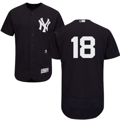 New York Yankees #18 Johnny Damon Navy Blue Flexbase Authentic Collection Stitched Jersey Men's