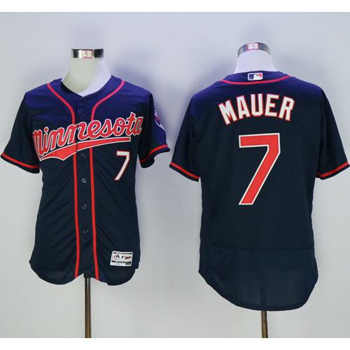 Minnesota Twins #7 Joe Mauer Navy Blue Flexbase Authentic Collection Stitched Jersey Men's