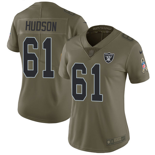Las Vegas Raiders #61 Rodney Hudson Olive Women's Stitched Limited 2017 Salute to Service Jersey Womens
