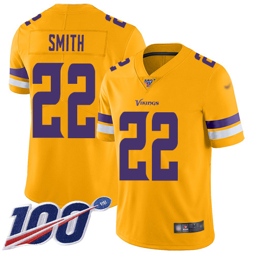 Vikings #22 Harrison Smith Gold Youth Stitched Limited Inverted Legend 100th Season Jersey