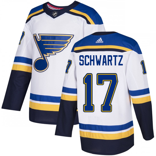 Adidas St. Louis Blues #17 Jaden Schwartz White Road Authentic Stitched Jersey Men's