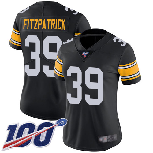 Steelers #39 Minkah Fitzpatrick Black Alternate Women's Stitched 100th Season Vapor Limited Jersey