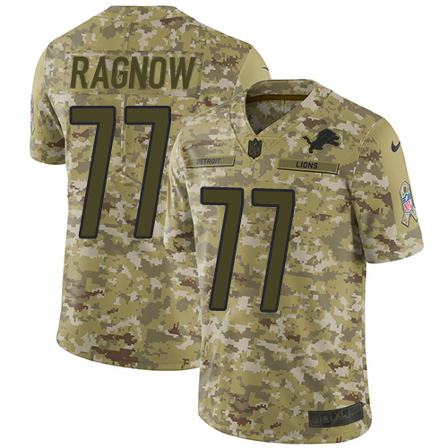 Detroit Lions #77 Frank Ragnow Camo Men's Stitched Limited 2018 Salute To Service Jersey Men's