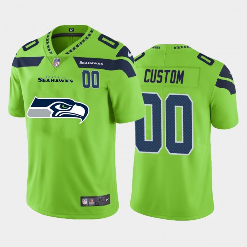Seattle Seahawks Custom Green Men's Big Team Logo Player Vapor Limited Jersey